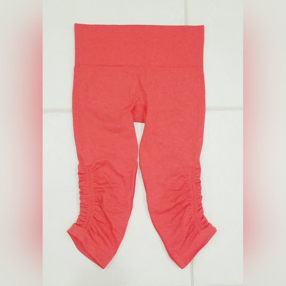 Lululemon IN THE FLOW CROP Seamless Leggings Sz 4 Coral Orange Active Gym - Picture 4 of 11